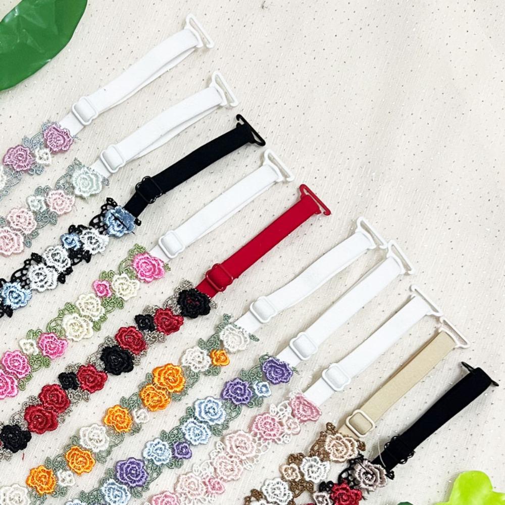 Adjustable Floral Bra Straps with Lace Trim Flower Lingerie Strap Fashion Underwear Strap Women