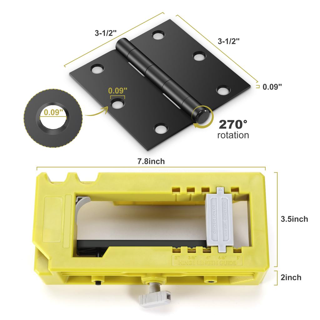 Door Hinge Jig with 3pcs Doors Hinges Door Latch Mortise Tool Door Lock Installation Kits for Table Cabinet Windows Wooden Box