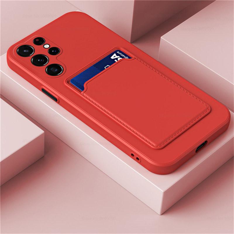 12 Color Card Bag Tekuté pouzdro pro Samsung S20 21 22 Plus Ultra M52 M51 M31s M12 Pouzdro Kontrastní barva