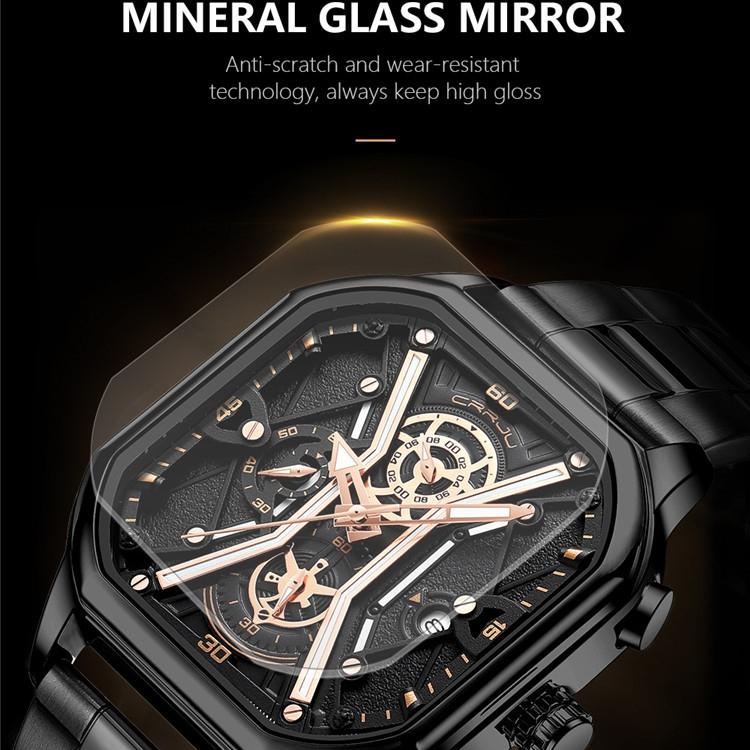 CRRJU Neue Lederarmband Herrenuhr 2313 Stahlarmbanduhr Einfache Geschäftspersönlichkeit Männer Mode Wasserdicht