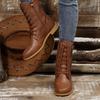 Velvet Boots with Round Toe, Low Heel, Side Zipper, Square Heel, Large Size, Midsole, Retro Knight Leather Boots for Women