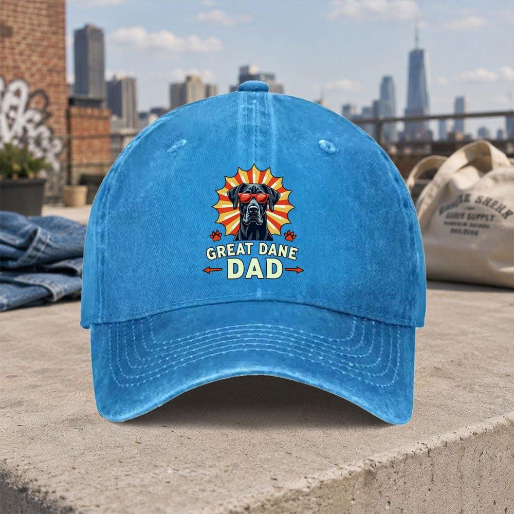 Great Dane Dad Vintage Washed Baseball Cap Unisex Duckbill Hat Casual Street Style Gift