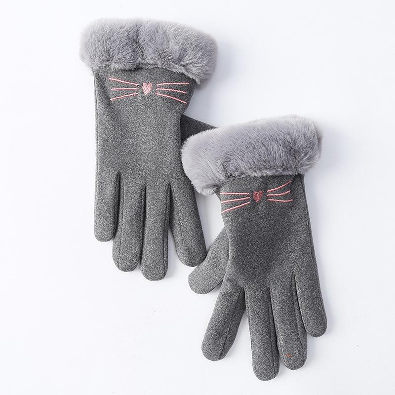 Autumn and Winter Warm Gloves for Women with Thickened Fleece Edges Outdoor Cycling and Driving Sports Touch Screen Fleece Gloves