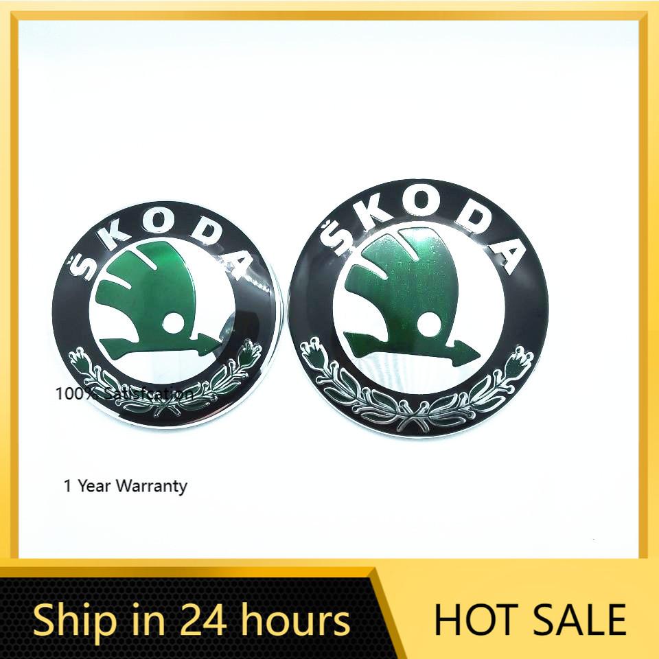 

Car Sticker 2026 Hot 80mm 90mm Car Front Hood Emblem sticker Rear Trunk Emblem Badge Sticker for Skoda Rapid Fabia Octavia Laura 8cm