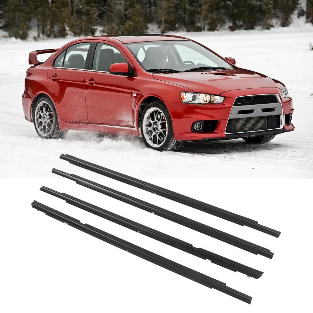 Door Belt 5727A005, 4 Pieces Front and Rear Window Molding for Lancer 2008-2017