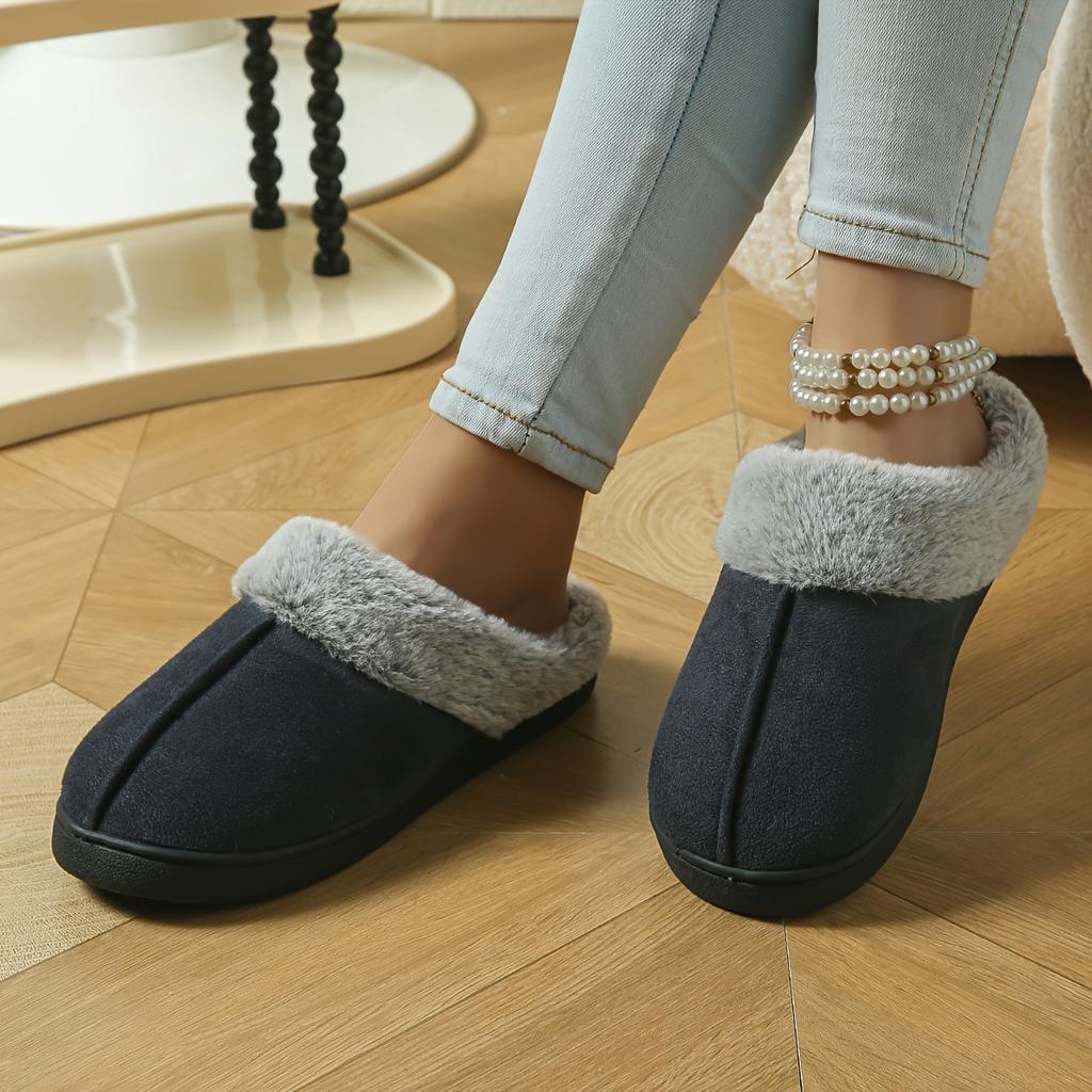 [Plush Slippers] Thick Plush Mid-Strip Minimalist Slippers | Stylish Home Indoor Bedroom Floor Slippers for Men and Women