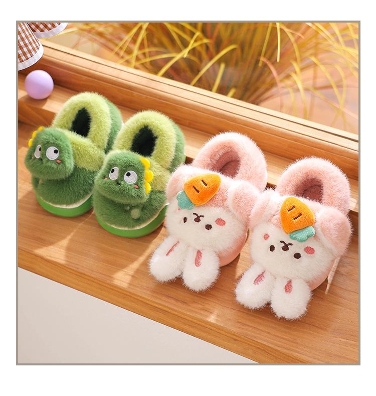 Children's Cute Rabbit Non-Slip Plush Slippers - Warm, Thick Sole, Heel-Covered, Available In Small, Medium, Large.