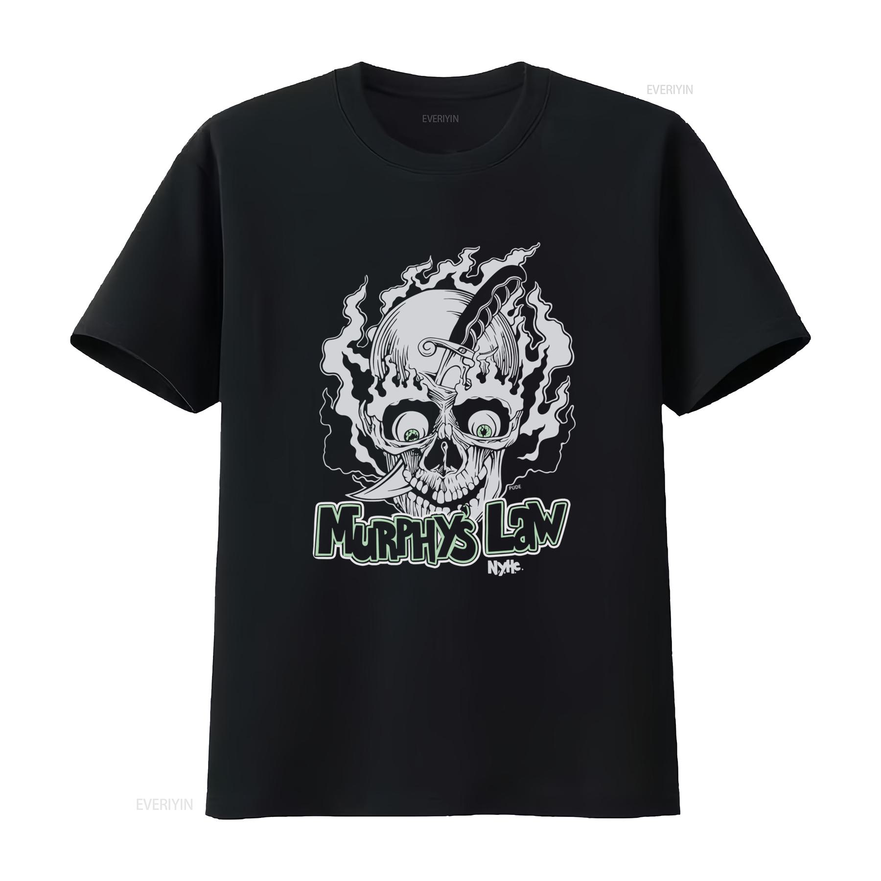 

Vintage 90s Murphys Law NYHC Skull T Shirt with Knife and Flame Design vintage Washed Comfortable Versatile Stretched fashion 4XL