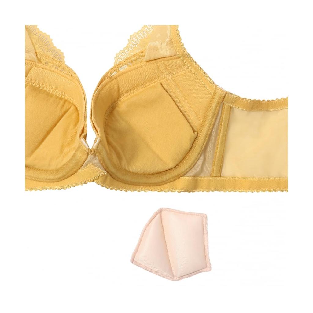 AMOSTYLE Natural Slim Quiet M012 B75 Size Bra, Garden, (Yellow),