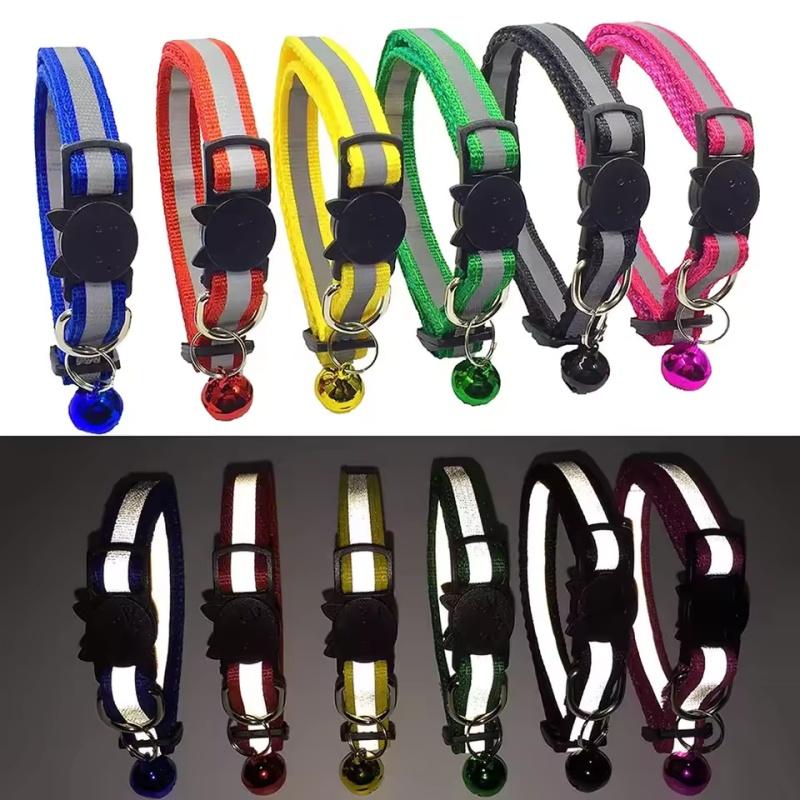 Reflective Breakaway Cat Collar With Bell Safety Buckle Adjustable Kitten Collar Fashion Pet Accessories For Boy Girl Cats