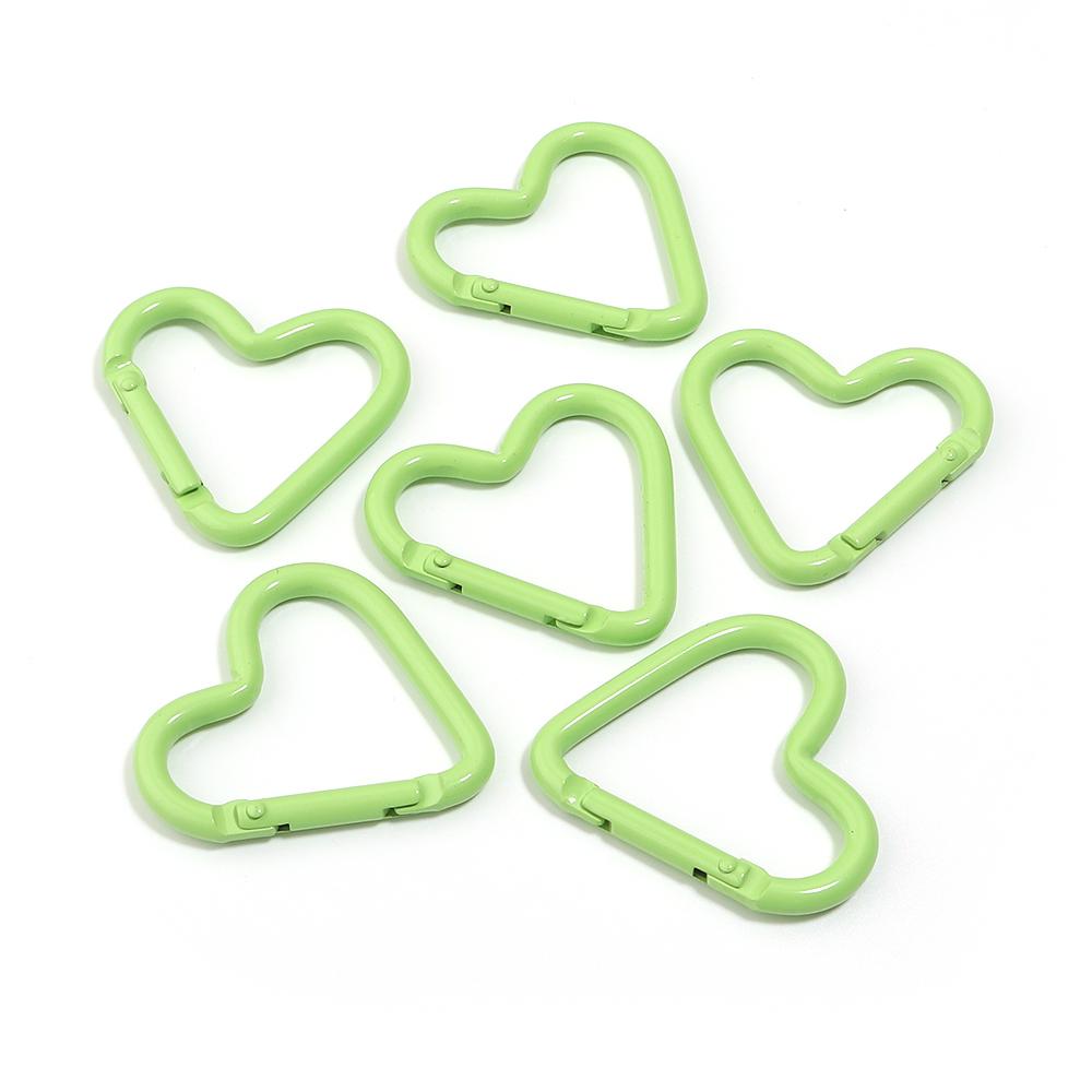 5pcs/lot Spray Painted Heart-shaped Spring Clasps Carabiner Keychain Clips Hook Dog Chain Diy Jewelry Buckle Connector Supplies