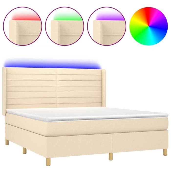 VidaXL Slatted Bed Base with Mattress and LED, Upholstered Bed, Double Bed, Adult Bed for Interior Bedroom, 3138978