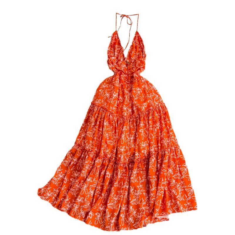 French Style First Date Open Back A- Line Beach Dress for Seaside Holiday