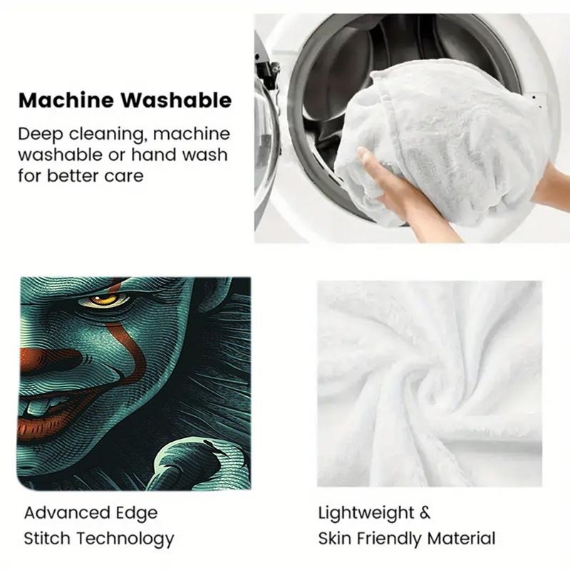 Creepy Clown 2D Flat Pattern Flannel Blanket High Quality All Seasons Warmth and Comfort Perfect for Christmas Gifts.NMT0928425