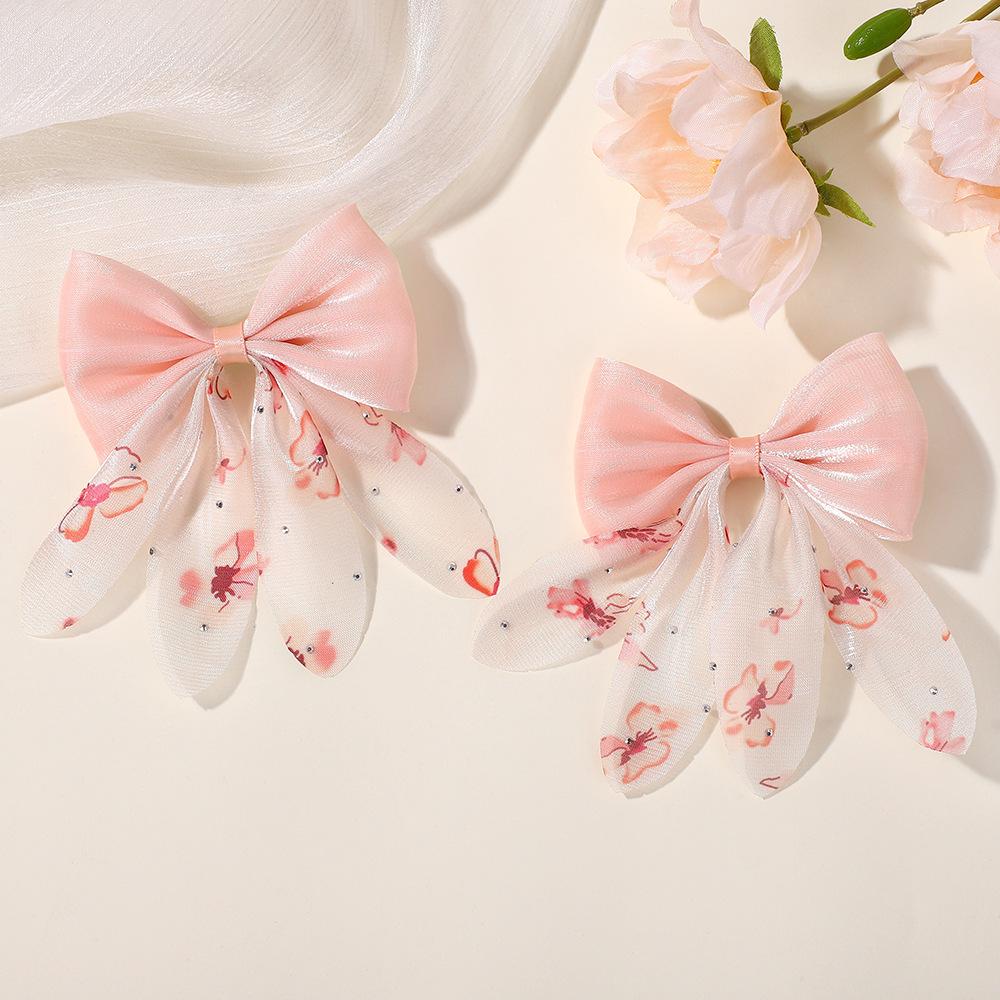 8PCS Fashionable Mesh Children Bow Hair Clip Double Layered Hair Accessory with Bangs and Headband Sweet Hair Clip Accessories