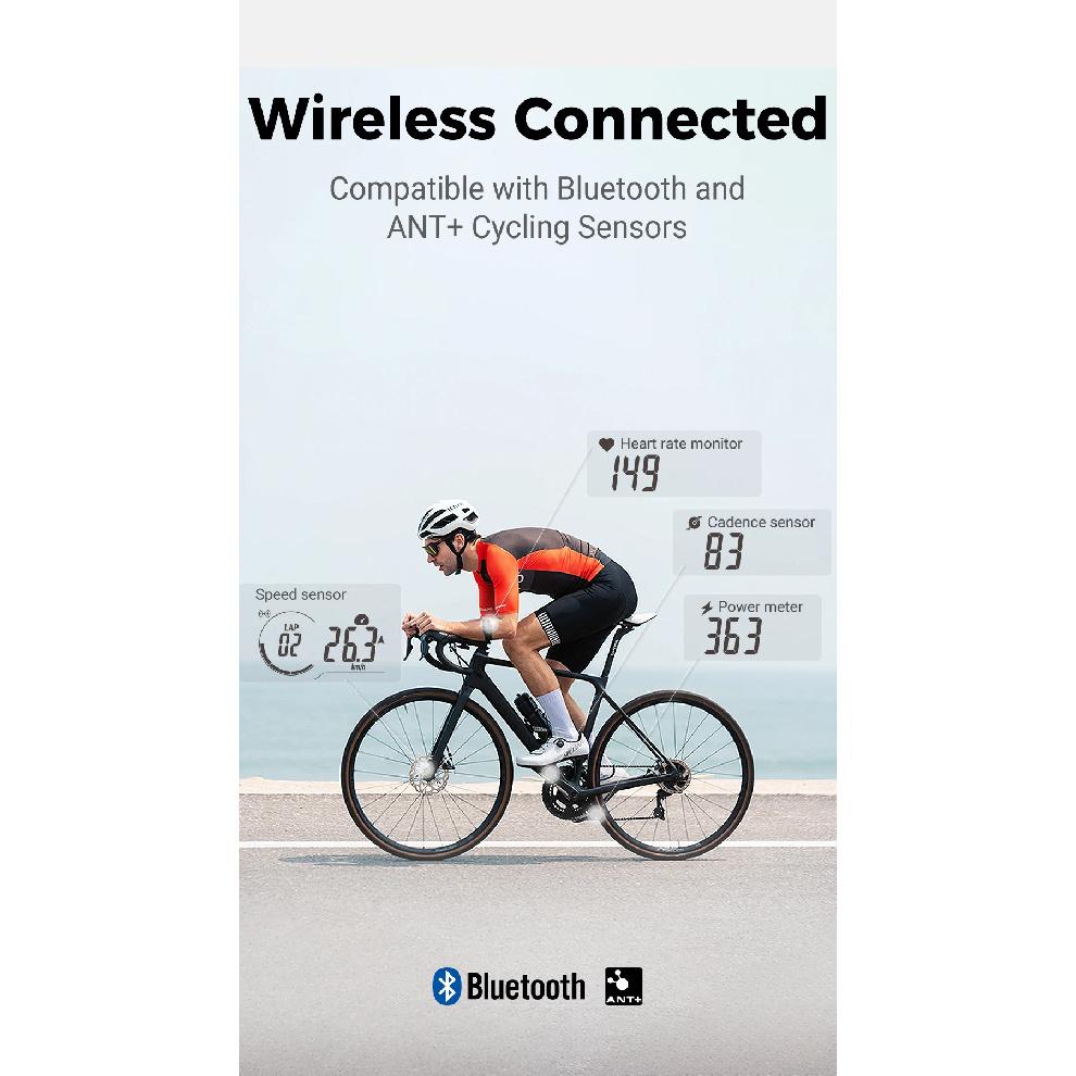 COOSPO CS300 Kabelloser Fahrradcomputer GPS Fahrrad Tacho Kilometerzähler 2,6 Zoll Bluetooth ANT+ IPX7 Höhe APP-Synchronisierung für Strava TP