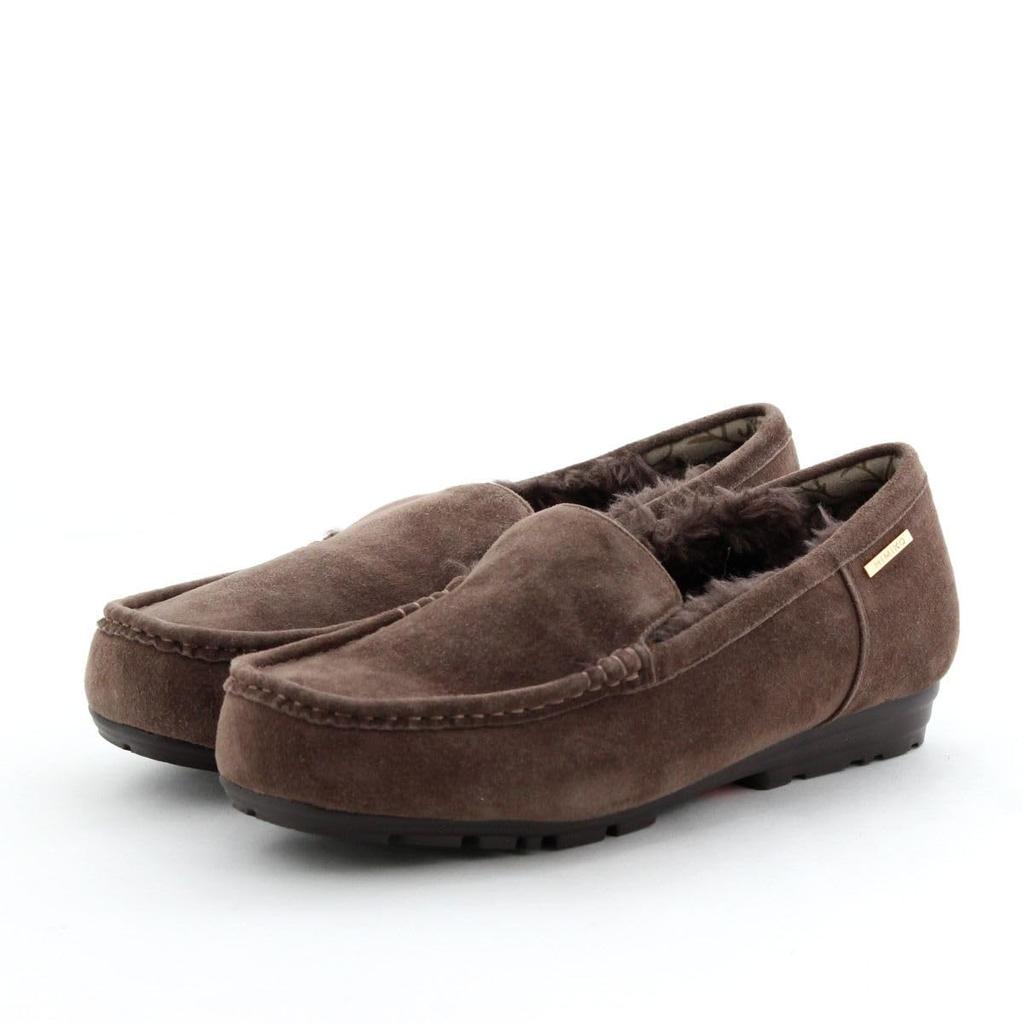 HIMIKO flauschige Mokassins, gefertigt aus weichem, flauschigem Echtleder mit einem warmen, gepolsterten Gefühl. Produktcode: 651319, D Braun, Größe 245.