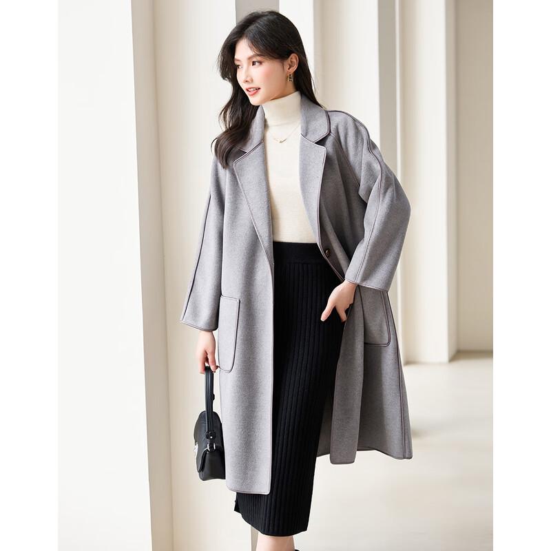 Demana Women's Single-Button Lapel Double-faced Wool Coat