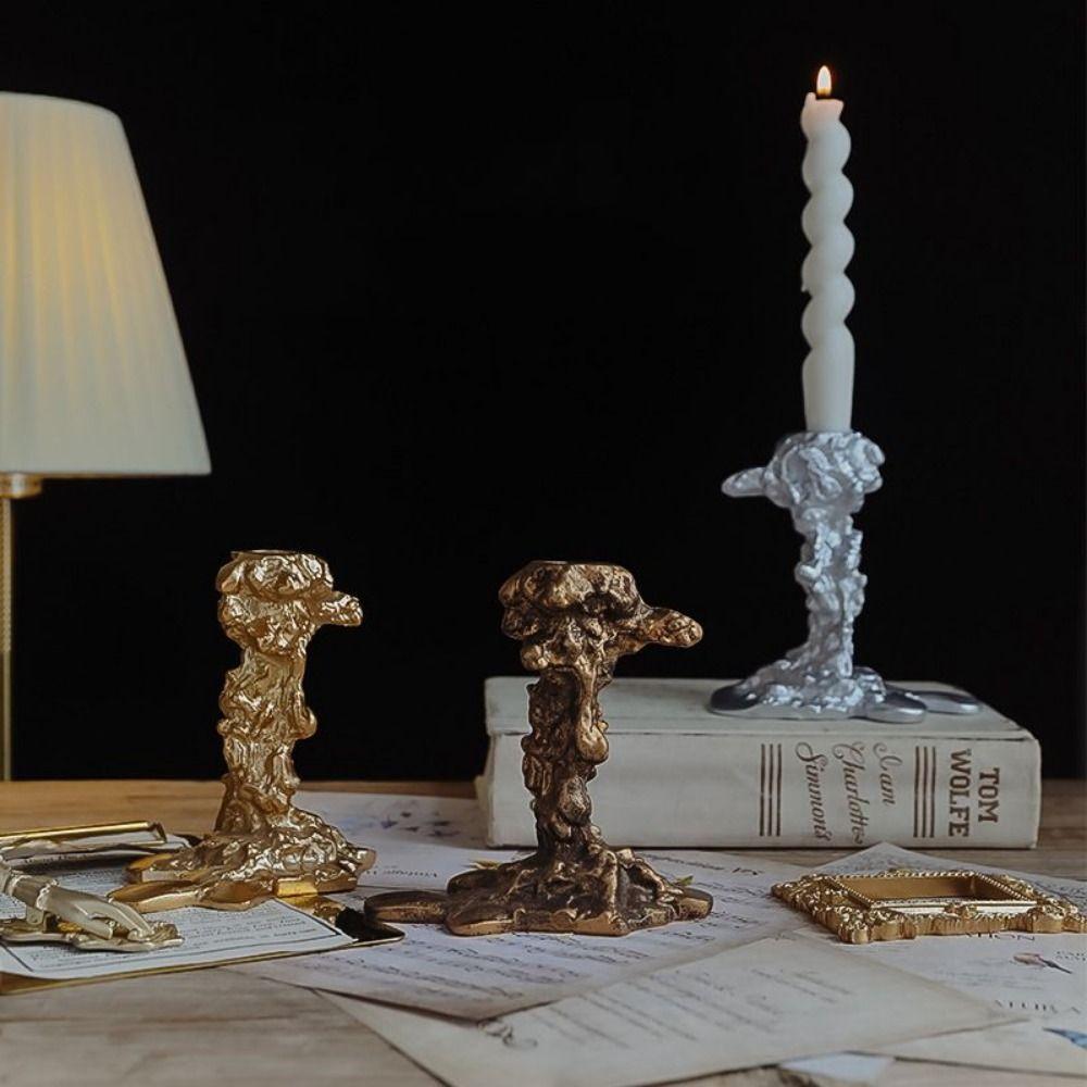 

Carved Resin Candlestick Antique Candle Tears Ornaments Photography Background золотой