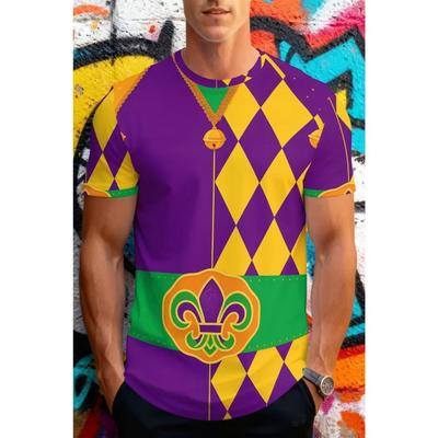 Men'S Casual Summer T-Shirt With Mardi Gras Mask Print Short Sleeve Round Neck Oversized Tshirt Clothes Mardi Gras Party Tshirts