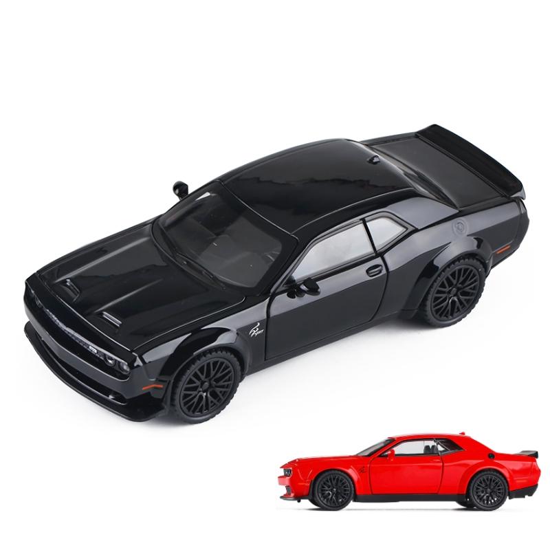 1/32 Dodge Challenger SRT Hellcat Model Hračky Kovový Odlévaný Miniatura 1:32 Zvuková a světelná kolekce vozidel Dárek pro kluky