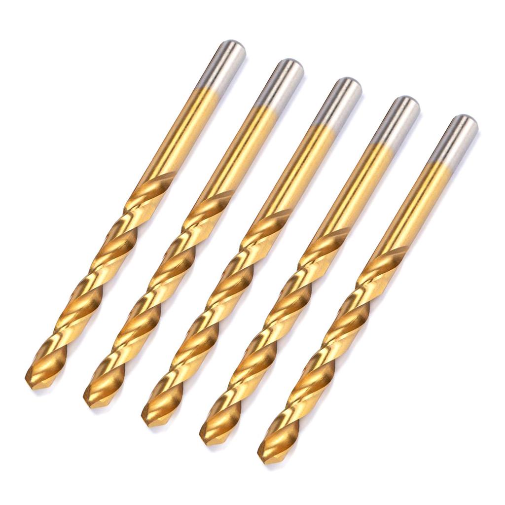 5Piece Titanium Coated Twist Drill Bit Set For Metal Steel Iron Aluminum Alloy Drilling Tool Superior Wear Resistance