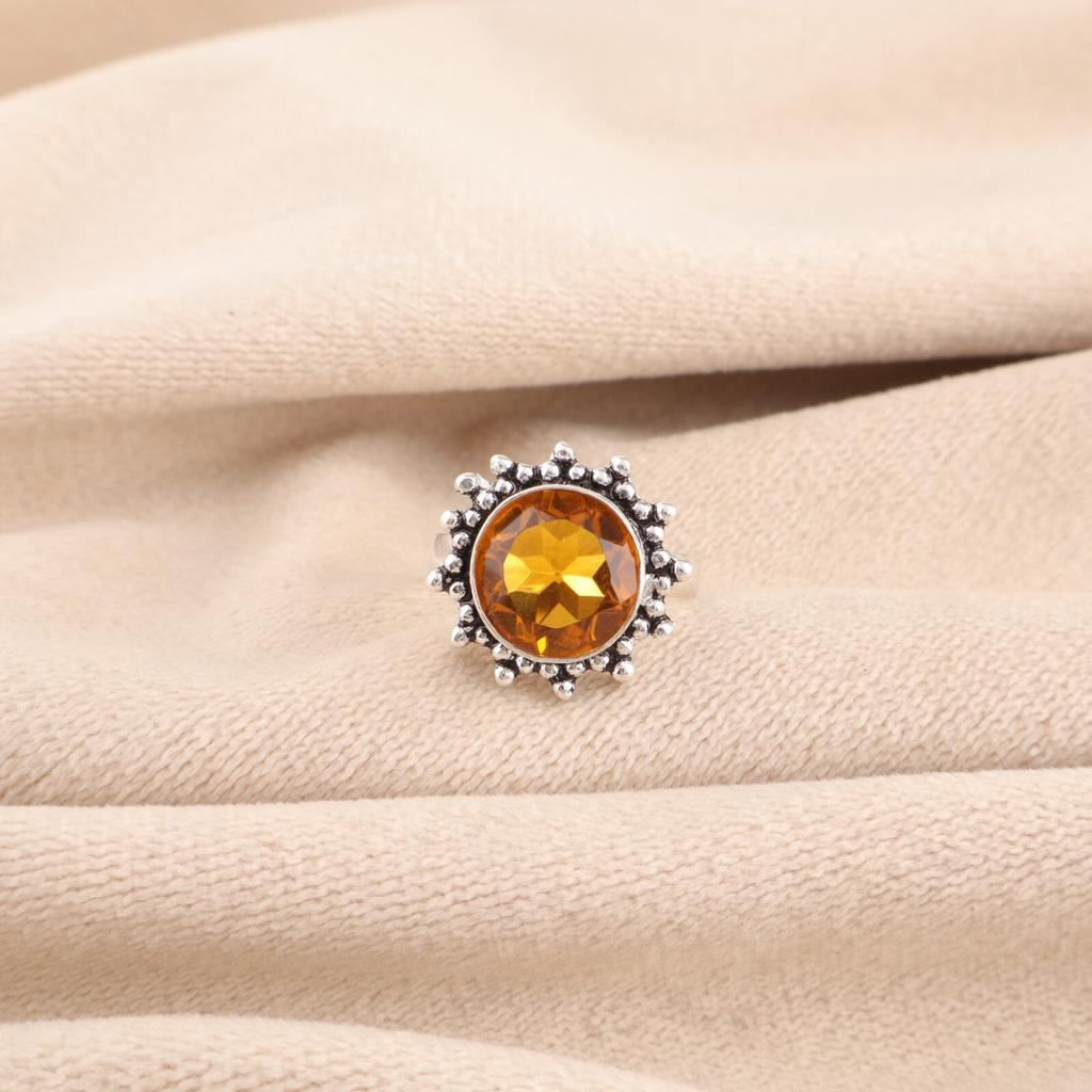 Natural Citrine Gemstone 925 Stamped Silver Jewelry Handmade Women Ring For Gift RR-7-4