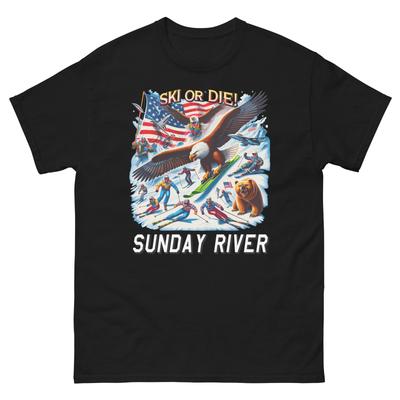 Sunday River Ski Or Die Eagle USA America Skiing Skier T-Shirt Shirt