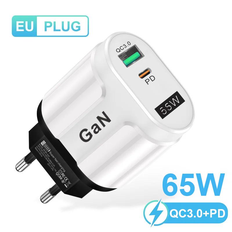 GaN European Standard PD33W QC3.0 Multi-Port Charger with 9V/12V Fast Charging
