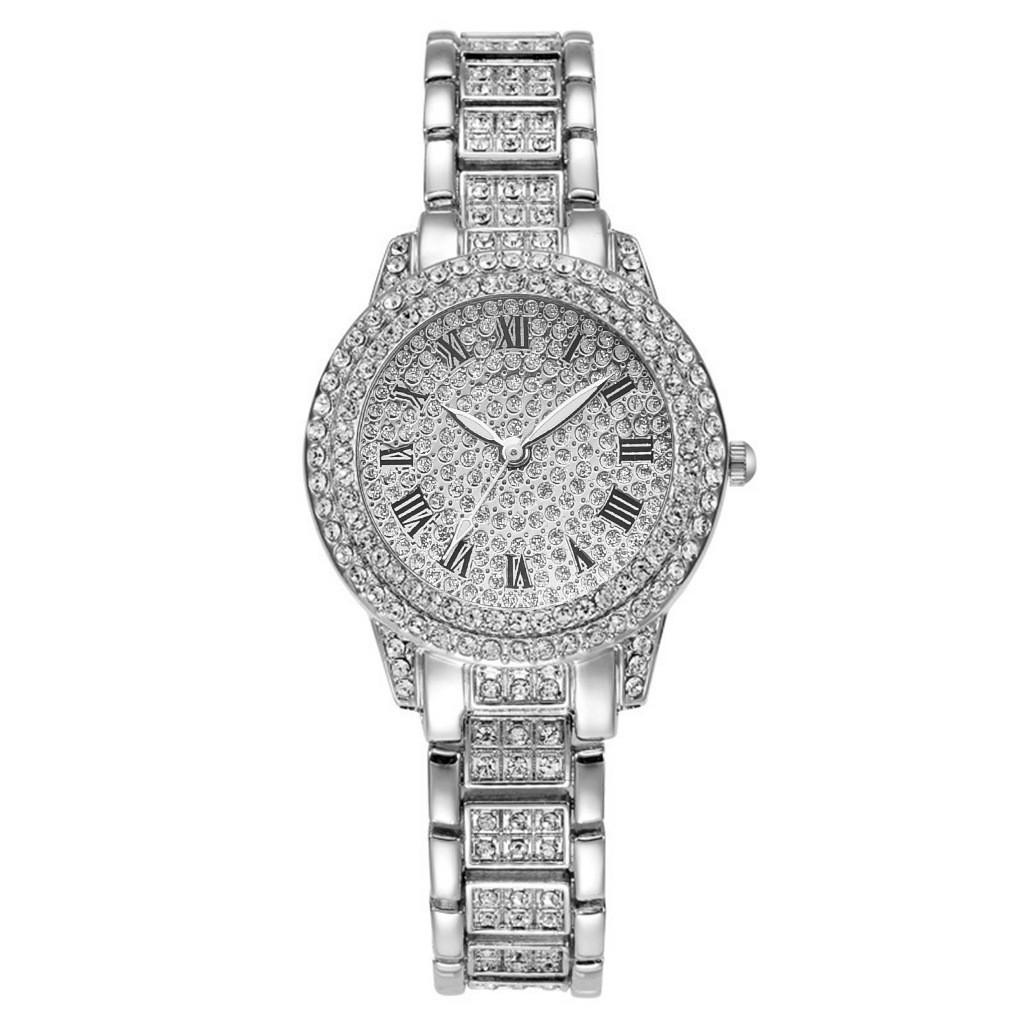 Luxury Diamond Ladies' Wristwatch with Clear Sound & Star Steel Chain