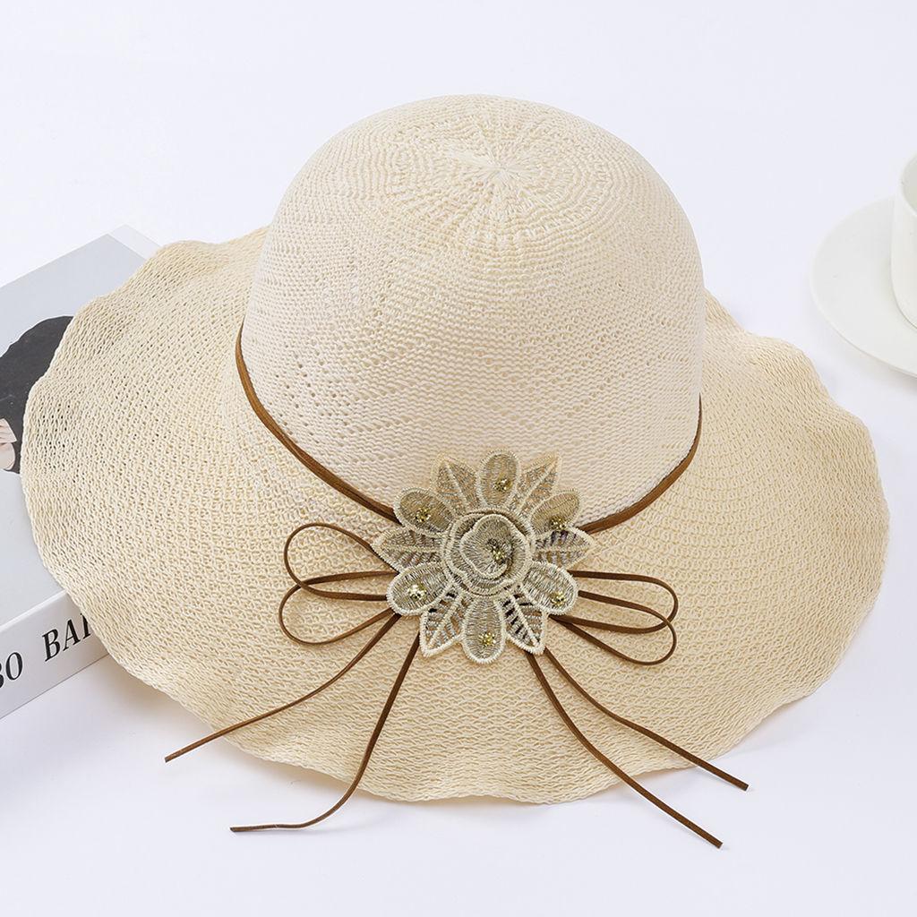 Ladies' Summer Sun Hat Fashionable Foldable Sun Hat Basin Hat Sunscreen UV Flower Cool Hat