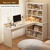 Compact Corner Computer Desk with Integrated Bookshelf & Vanity for Bedroom or Home Office