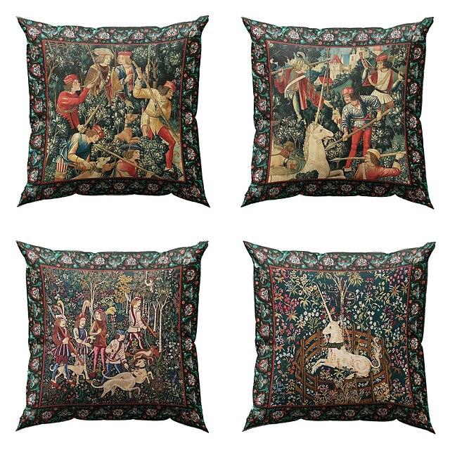 Tapestry and unicorn of the medieval middle ages 75x100 чёрный