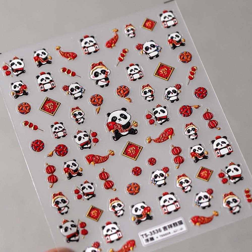 Manicure Ornaments Panda Nail Decals Chinese New Year Panda Panda Nail Art Decorations  Girls