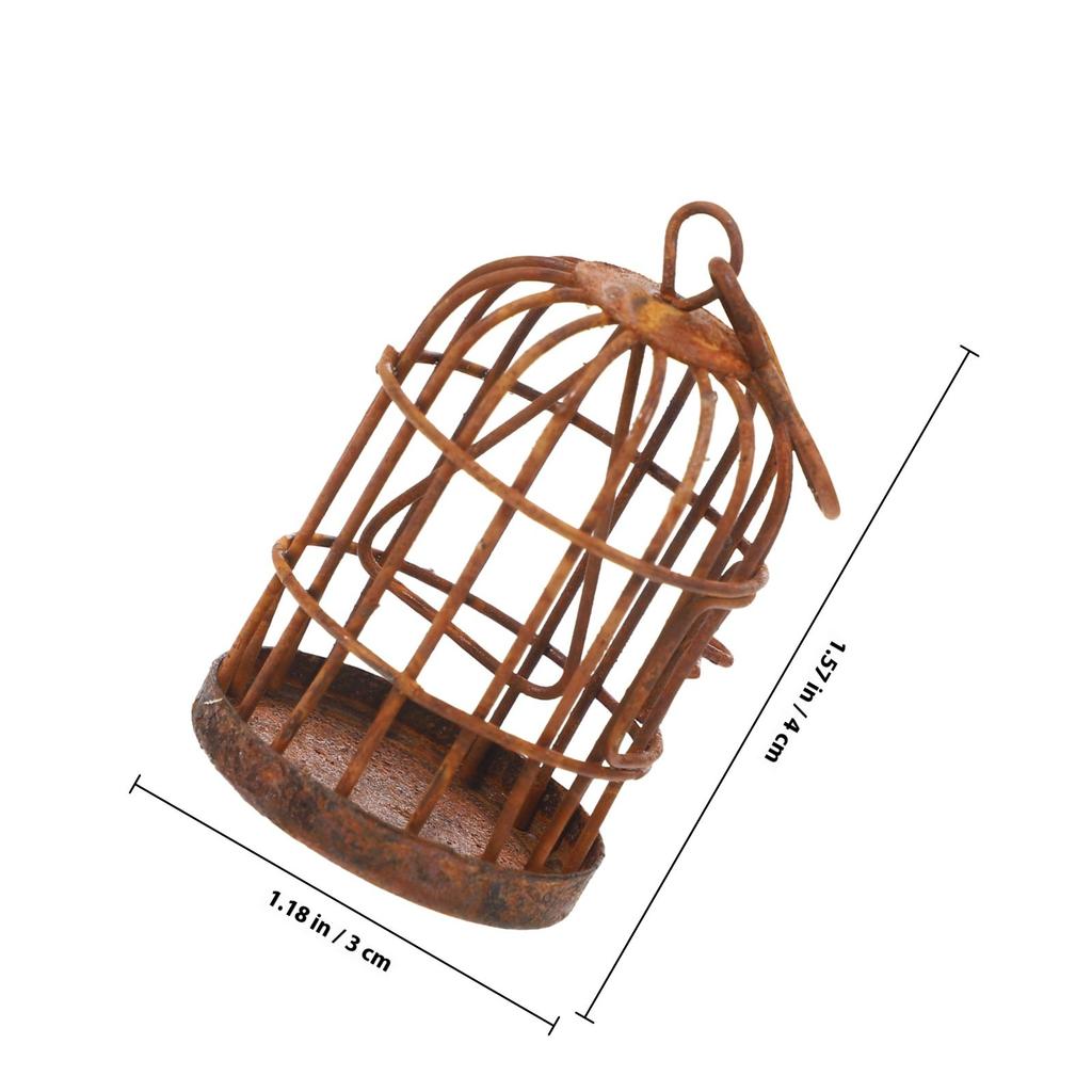 Miniature Iron Birdcage Vintage Hanging Decoration Compact Small Birdcage for Bonsai Micro Landscape Garden Ornament