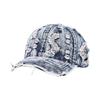 Distressed Denim Baseball Cap with Torn Detailing and Adjustable Strap for Casual Unisex Use Outdoor Activities