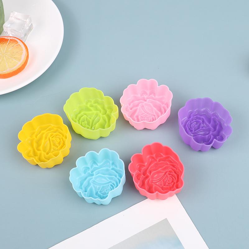 12Pcs 5Cm Rose Shaped Jelly Pudding Mold Muffin Cake Cup Silicone Muffin Cake Molds Baking Accessories