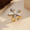 1 Piece Stylish Exquisite 304 Stainless Steel Open 18K Gold Plated Silver Plated Two Tone Rings For Women Gift Europe America