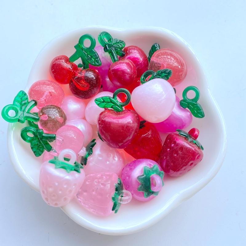 10Pcs New Cute Mini Strawberry Cherry Flat Back Resin Scrapbooking DIY Jewelry Craft Decoration Accessories