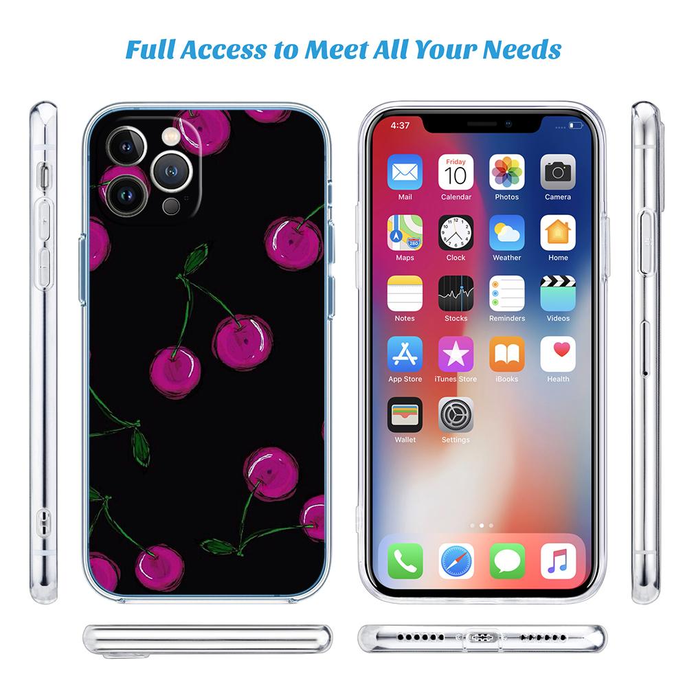 PP19 Cherry fruit Cute Soft Shell Transparent Phone Case for Motorola Moto G7 G8 G9 G84 G85 G73 G24 G15 Z2 Play Power Plus
