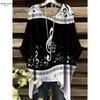 T-shirt Elegante Bohemien da Donna Stampa Notte Stellata Bianco Pois su Tutta la Superficie Orlo Asimmetrico Scollo a O Moda Casual Donna Abbigliamento Y2k