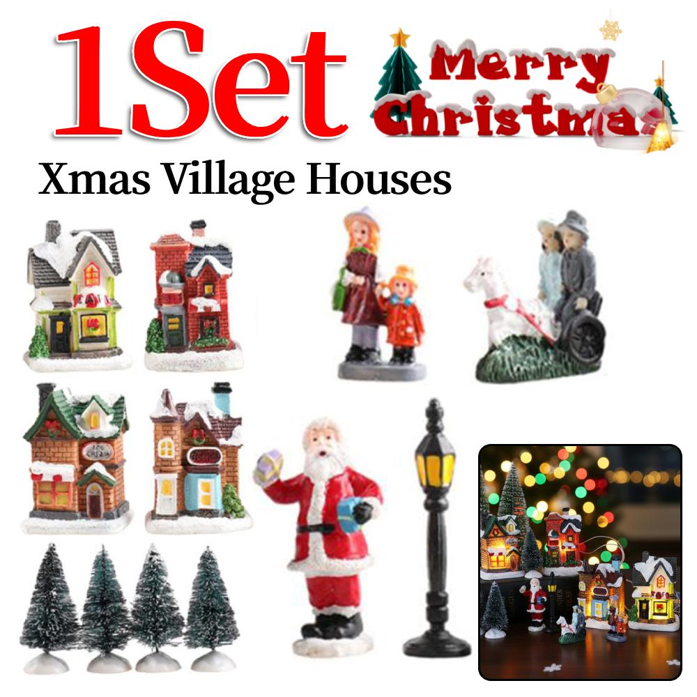 Collectible Table Figurine Lightweight Mini Christmas Town Ornament Creative Luminous Resin Landscapes for Home Decor Gifts