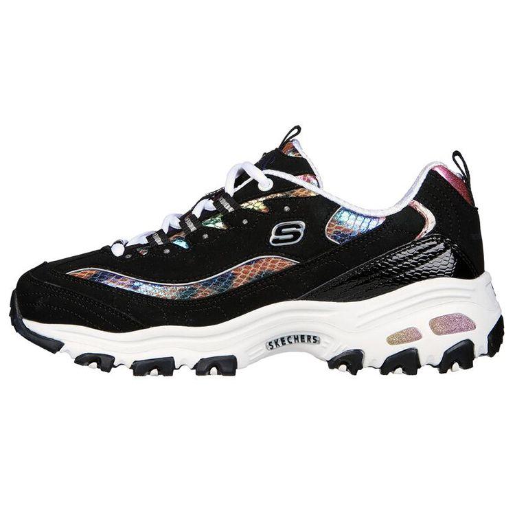Skechers DLites 1.0 Fabric Leather Sports Shock Absorbing Durable Breathable Lightweight Low Top Casual Shoes Women sneakers Black 149264-BKMT 35