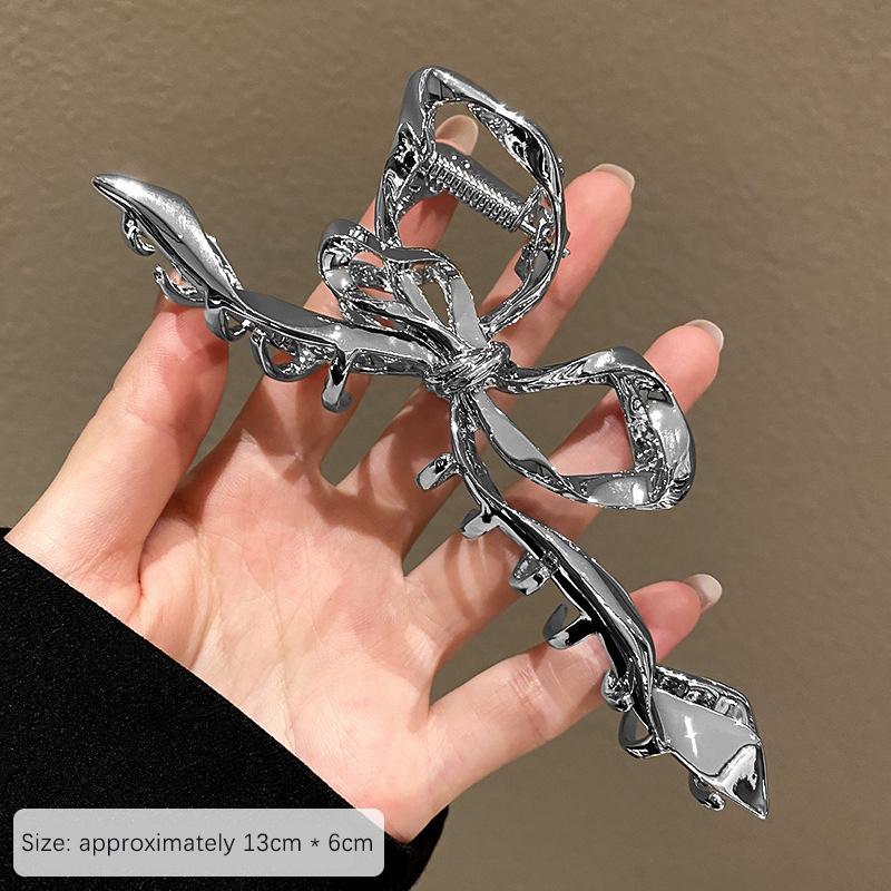 

Корейский стиль нерегулярные волосы коготь панк металл лента бант акула заколки для женщин аксессуары для волос конский хвост заколки головной убор серебряный