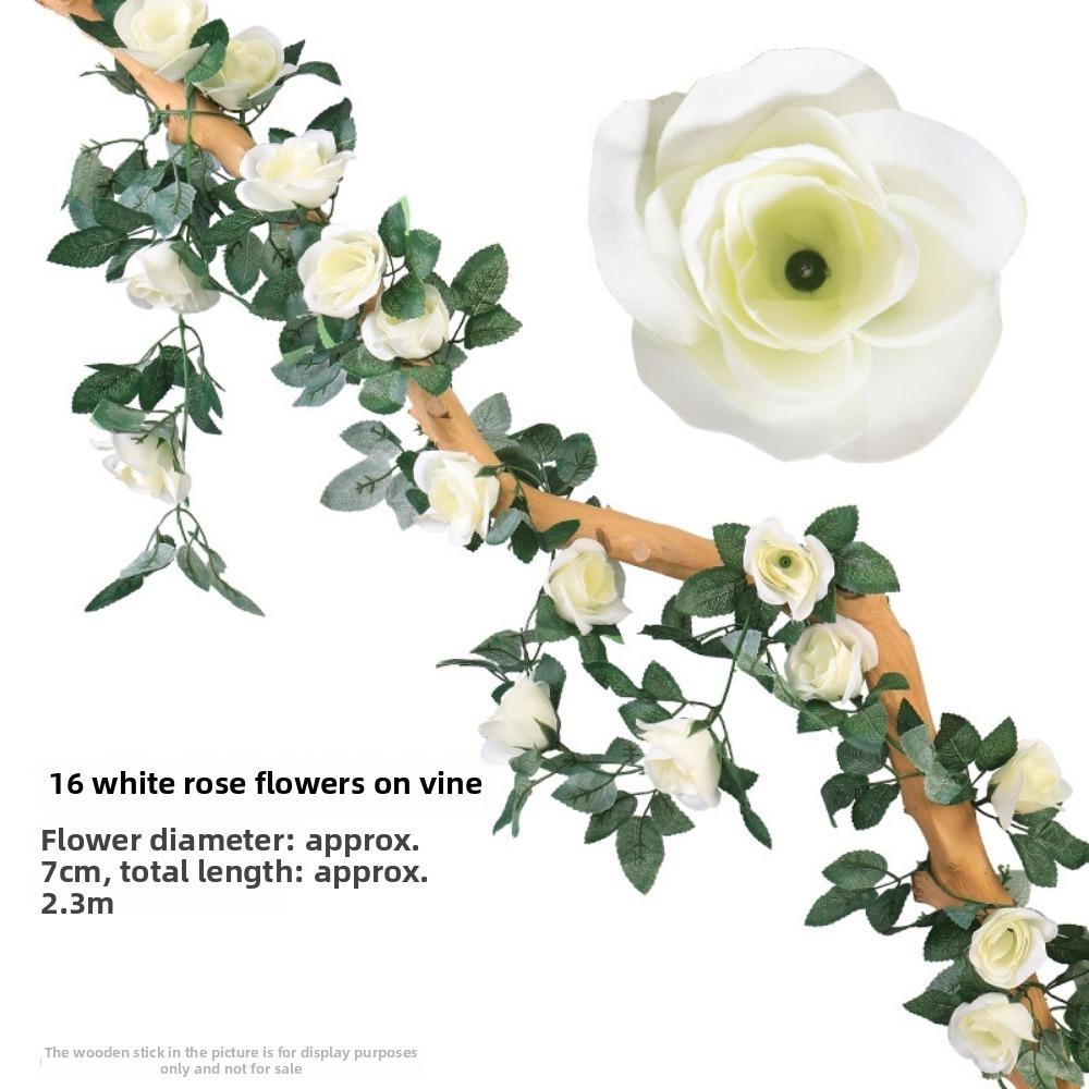 10 Colors Hanging Flowers Rattan 16/69Heads Fake Plants Leaves Home Decoration White 2.3 m