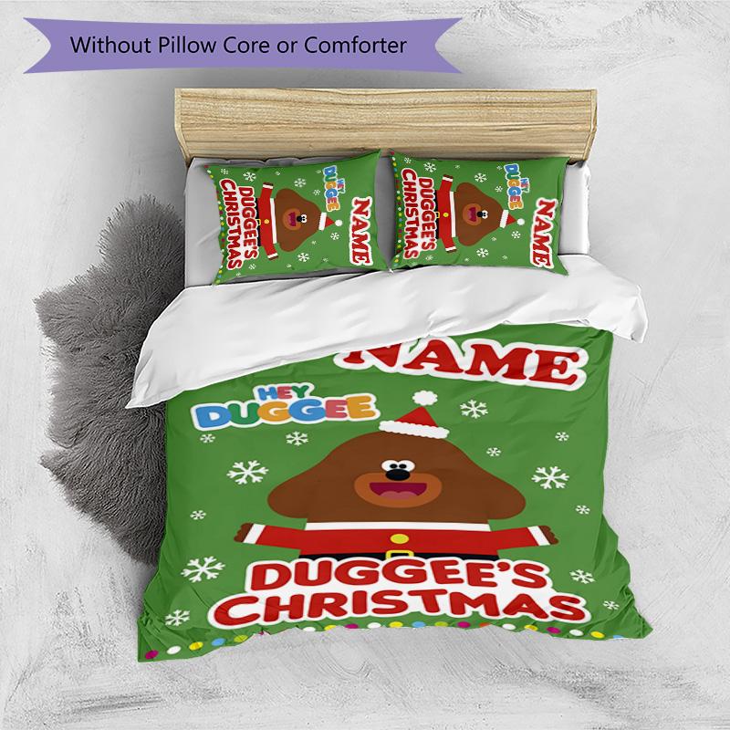 3pcs Hey Duggee2 Cover Set - Personalized Name, HD Printed Bedding with 1 Cover and 2 Pillowcases - Perfect for Home Decor, Easy Care