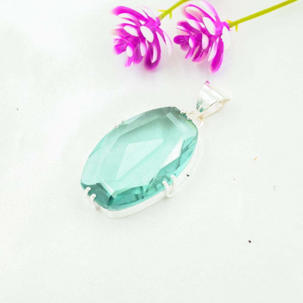 Aqua Apatite Pendant, 925 Solid Sterling Silver Pendant Handmade Gemstone Jewelry, Gifts For Wife Brand New Pendant
