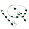 Chrome Diopside Oval Shape Gemstone Jewelry Set Necklace Bracelet Ring Earrings