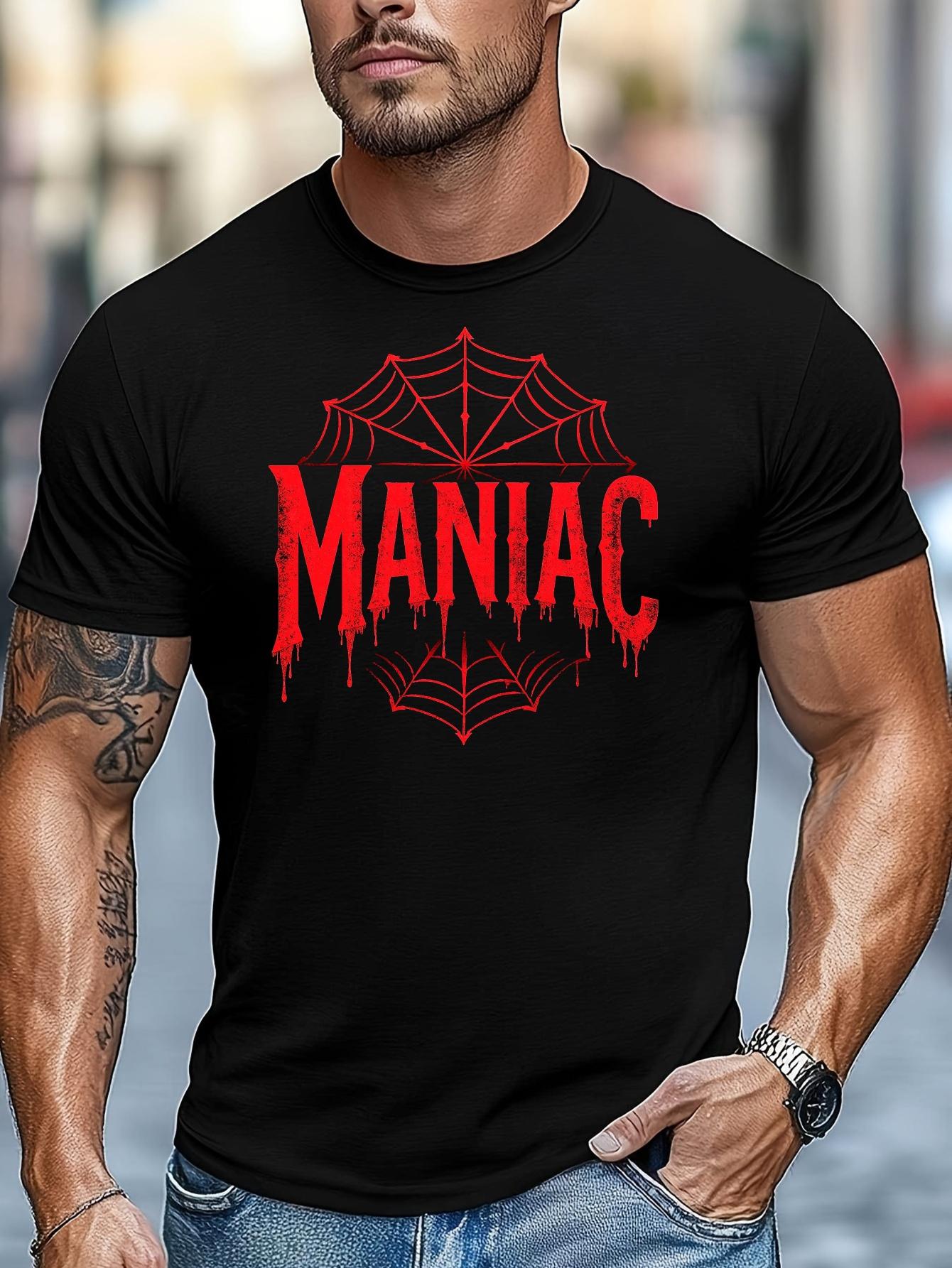 [Everyday Comfort]  MANIAC  Graphic T-shirt - Casual Summer Crew Neck XXXXL