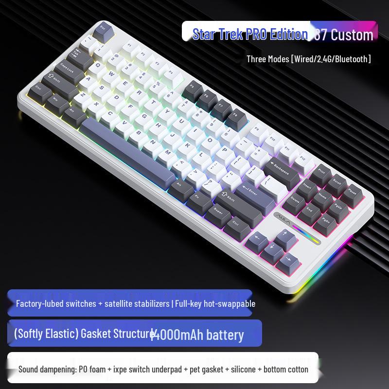 Wolfspider F87Pro Wireless Mechanical Gaming Keyboard - Customizable, Three-Mode, Bluetooth, Gasket Structure, Hot-Swappable.